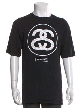 Stussy Black T-Shirt with White Double S Logo